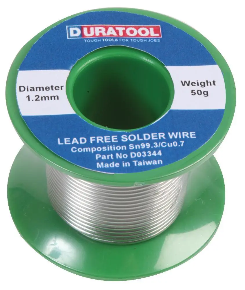 Duratool Lead-Free Solder Wire, 1.2mm Diameter, 50g