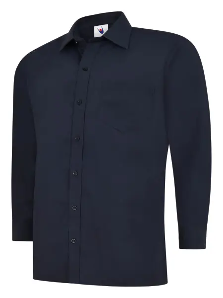 Uneek Heren Navy Poplin Overhemd, Lange Mouwen, Maat 17.5