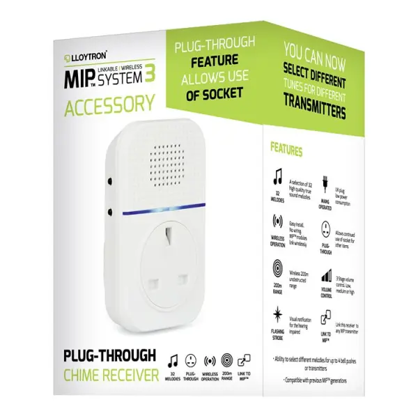 MIP3 Accessory 32 Melody Plug-through Chime Receiver White