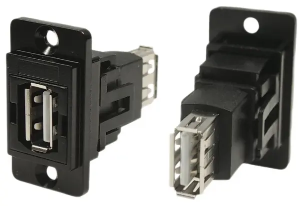 CLIFF Dual Entry USB 2.0 Feedthrough Connector, Black