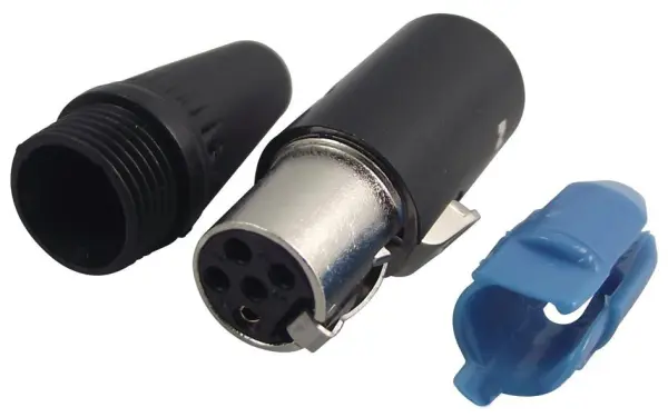 REAN Tiny XLR Sóc 5-Bhealach, Teagmhálachtaí Dubhuithe Óir, Corp Meatalach