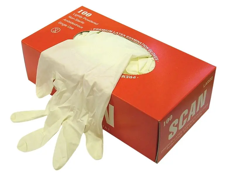 Scan - Gants en latex jetables, Taille M (Boîte de 100)