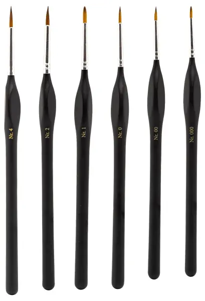 MODELCRAFT Synthetic Paint Brush Set, 6 Piece, Sizes 000-4
