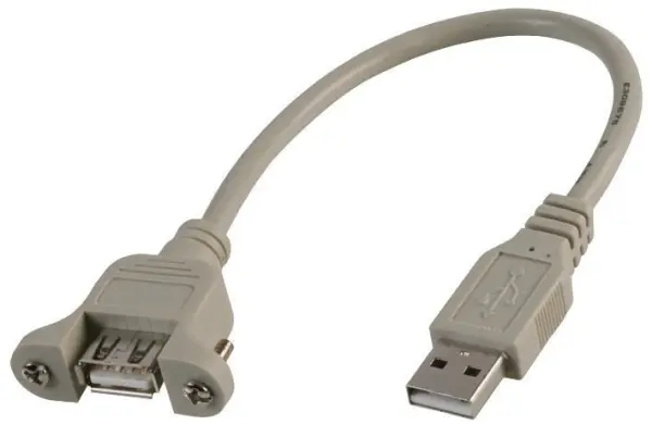 PRO SIGNAL Cable USB 2.0 A Macho a Hembra para Montaje en Panel, 0.3m Gris