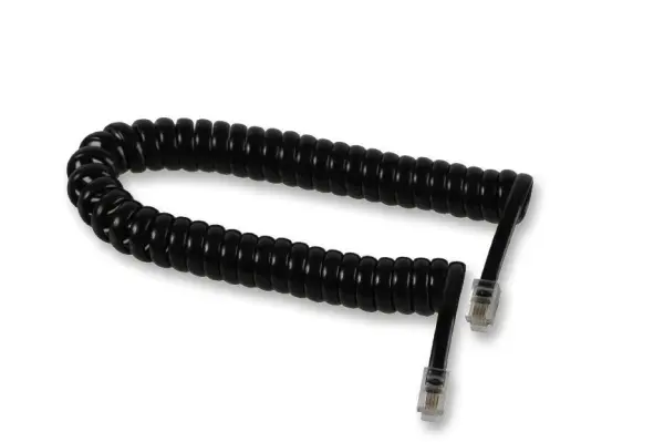 PRO SIGNAL Black RJ10 Plug to Plug Coiled Telephone Handset Cable - 3m