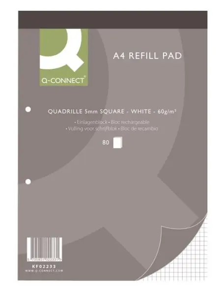 Q CONNECT - A4 5毫米方格紙補充本 - 80張 (10本裝)