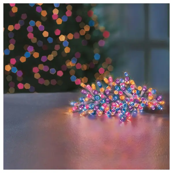 Premier Decorations 200 LED Battery Fairy Lights with Timer, Rainbow, 20m