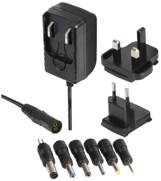 PRO ELEC 12V 1A International Plug Power Supply with 6 Tips
