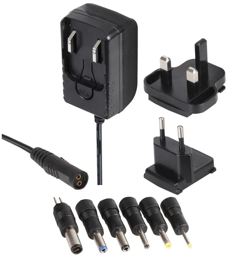 PRO ELEC 12V 1A International Plug Power Supply with 6 Tips