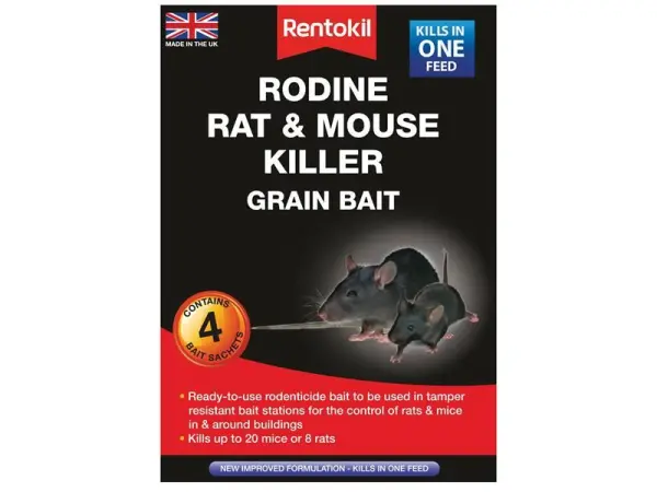 Rentokil Rodine Rat & Mouse Killer Grain Bait (4 Sachets)