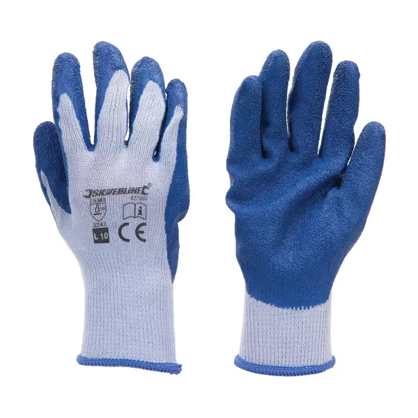 Silverline Guantes de Construcción de Látex - Uso intensivo, Talla L 22,8cm