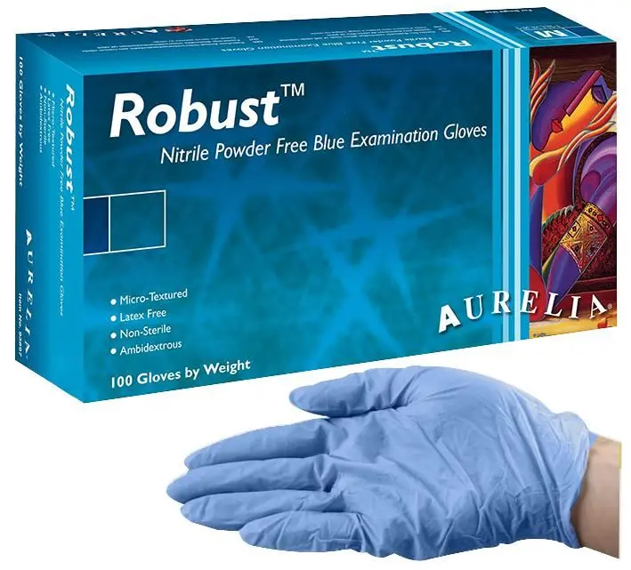 Aurelia Robust Blue Powder-Free Nitrile Gloves, Medium, 100 Pack
