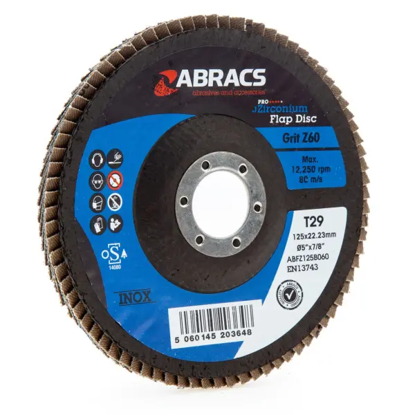 Abracs Disco a Lamelle in Zirconio 125mm x 22,23mm, Grana 60