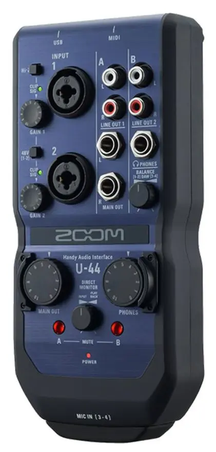 ZOOM U-44 Interfaz de Audio USB 4x4 con XLR/TRS/Óptica
