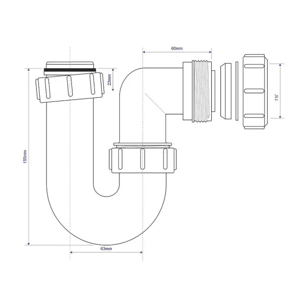 McAlpine Tubular P Trap, White, 40 mm, 200 g