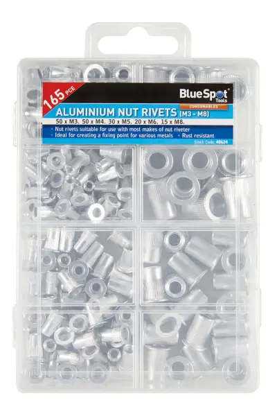 Blue Spot Tools - 165 rivets à souder en aluminium (M3 - M8)