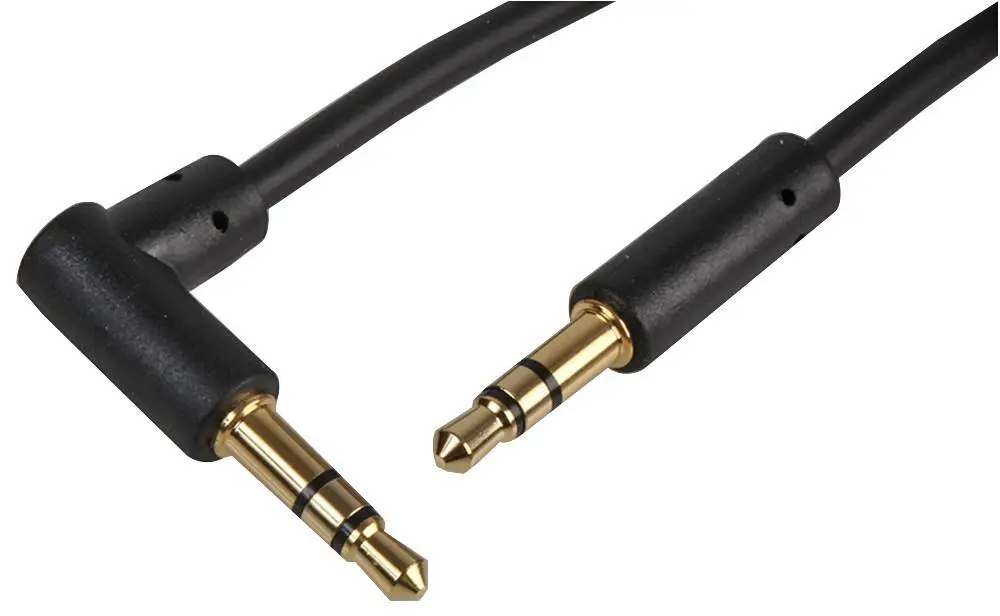 PRO SIGNAL Štíhlý stereo kabel 3,5mm Jack na 90° Jack, 1m černý