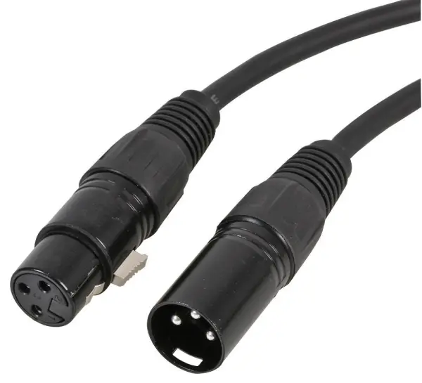 PULSE Câble Patch XLR 3 Contacts Mâle-Femelle, 2m, Noir