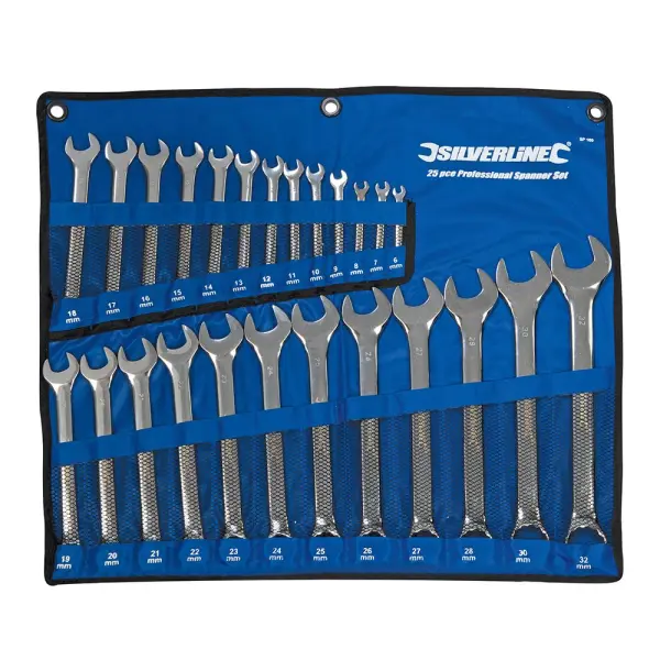 Silverline Combination Spanner Set, 25-Piece, 6-32mm, Chrome Vanadium