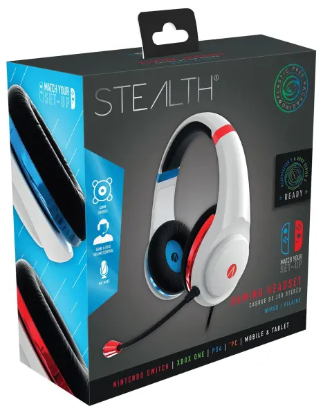 STEALTH XP-Match Gaming Headset, White Red and Blue