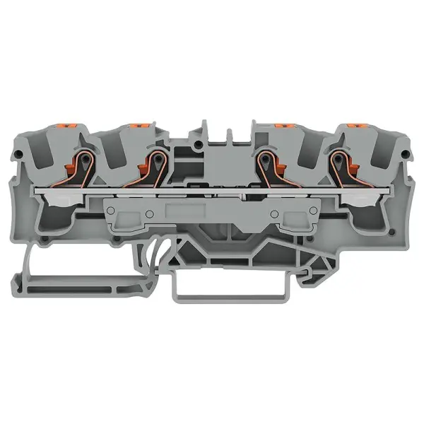 WAGO 4 Conductor DIN Rail Terminal Block with Push Button, 600V 50A - Grey