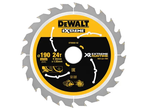 Dewalt XR FlexVolt Circular Saw Blade 190mm, 24T