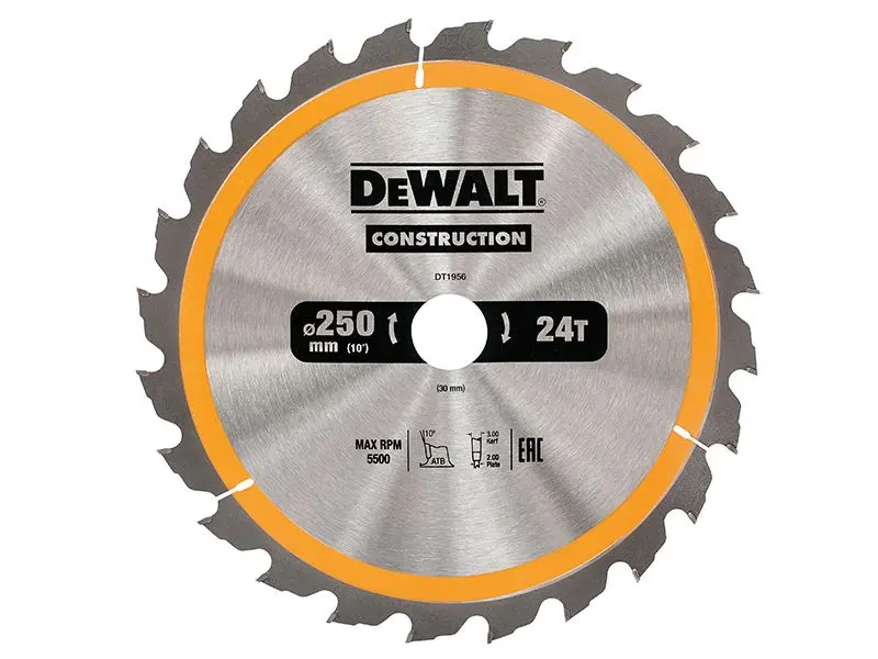DEWALT stationäre Kreissägeblatt 250 x 30mm x 24 Zähne für raues Holz