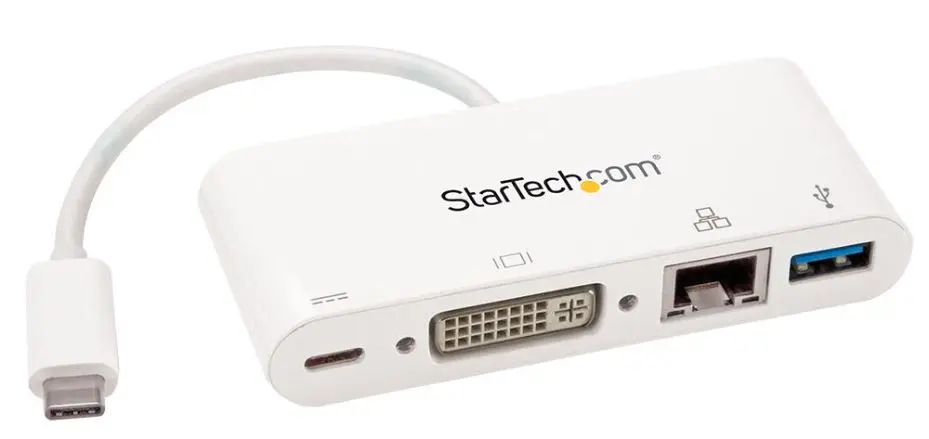 STARTECH Adaptador Multipuerto USB-C a USB 3.0 DVI Ethernet con Power Delivery,