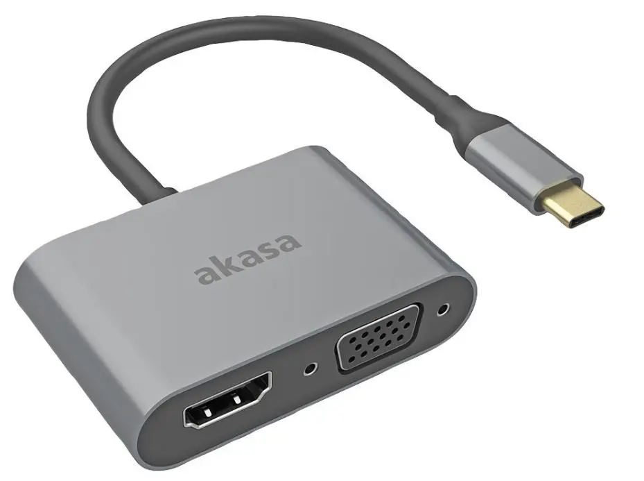 AKASA מתאם USB-C ל-4K HDMI ו-VGA, תמיכה בשני מסכים