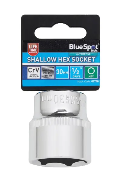 Blue Spot Tools 1/2英寸套筒扳手 六角短款 30毫米