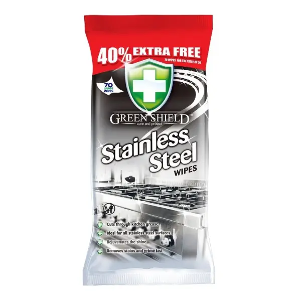 Green Shield Stainless Steel Cleaning Wipes 70 Pack