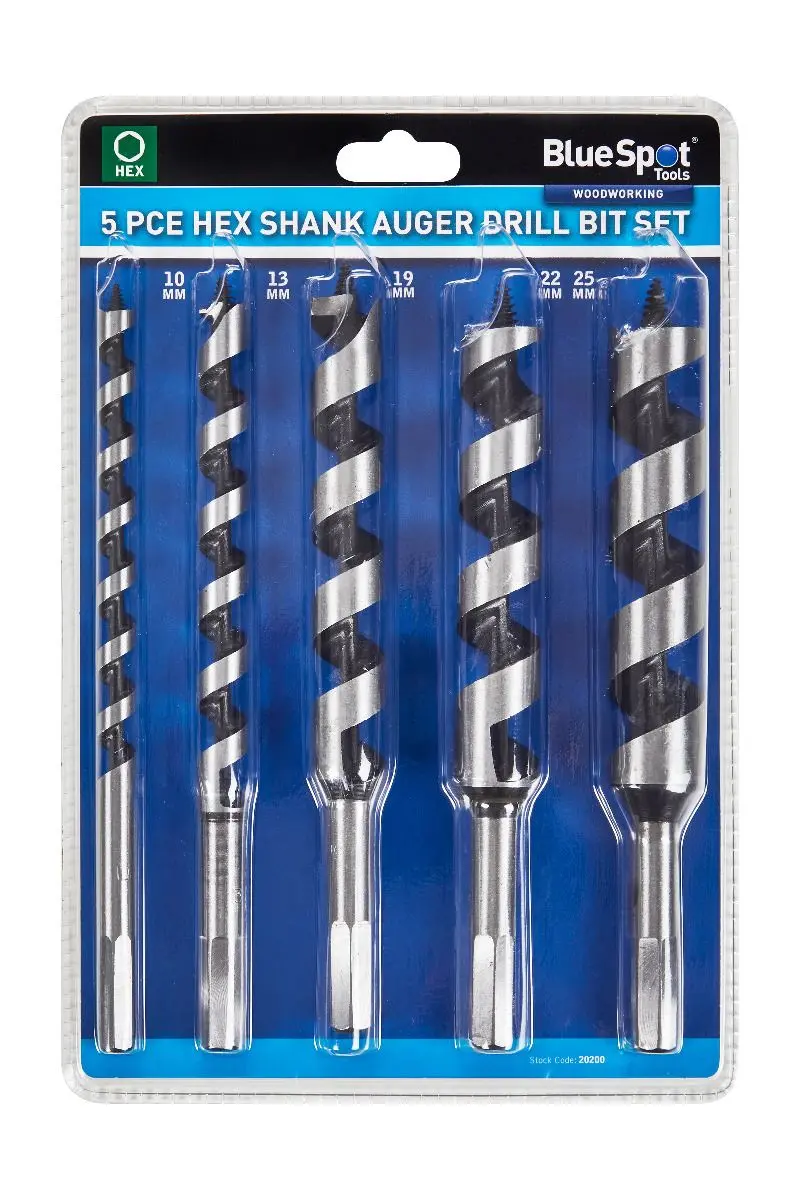 Blue Spot Hex Shank Auger Bit Set (10-25mm) | Camden Tools