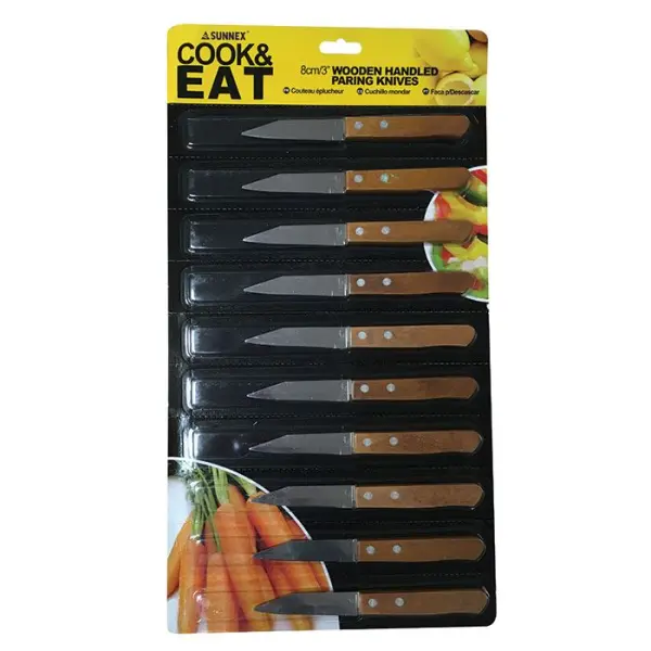 Raraion Wooden Handled Budget Paring Knife Set, 10pk