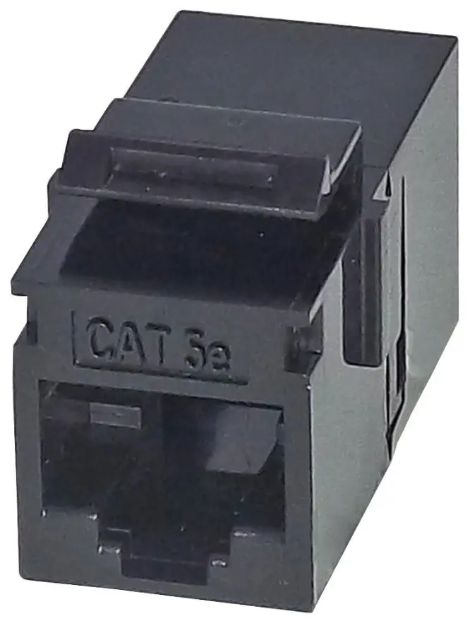 TUK - Cúplálaí Keystone Cat5e Neamhscáthaithe, RJ45, Dubh