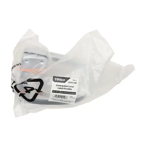 Timco - Pemegang Lever Kontrak, Aluminium Satin, 103 x 40mm, 1 Pasang