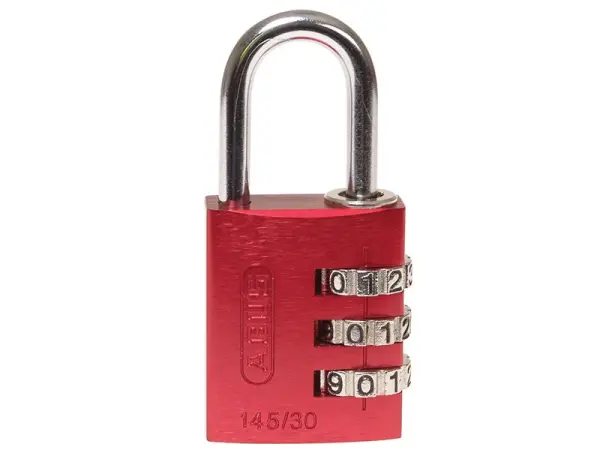 ABUS 145/30 Aluminium Combination Padlock, Red, 30mm