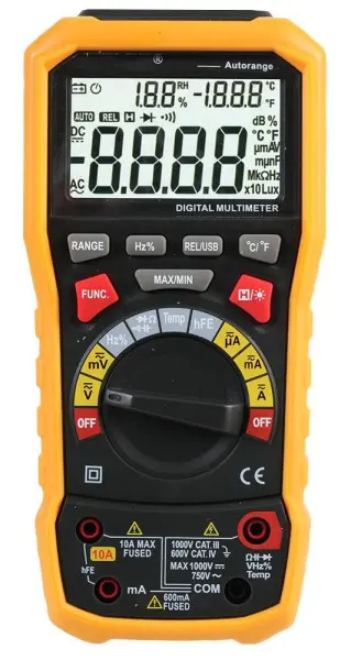 Duratool 750V/1000V AC/DC True RMS Digital Multimeter with USB