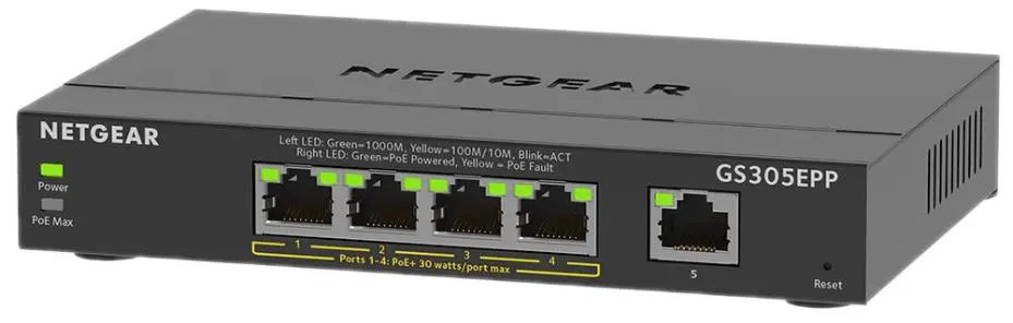 NETGEAR 5-Port PoE+ Gigabit Managed Switch, 120W