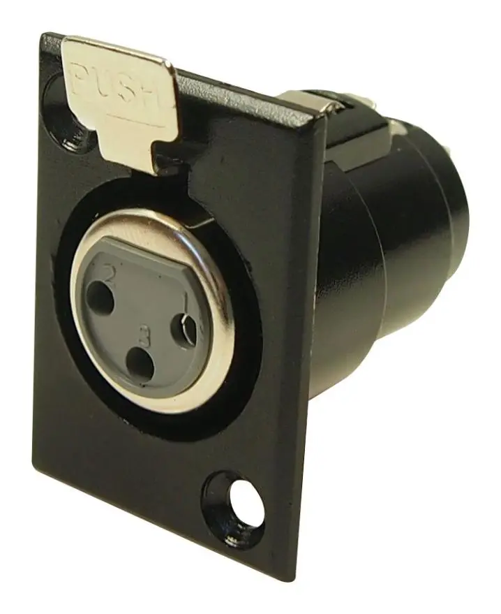 CLIFF 3-Pole XLR Panel Mount Socket, Metal Body, Silver