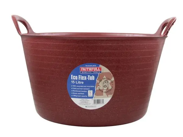 Faithfull Eco Flex Tub - 15 litre - Recycled Red