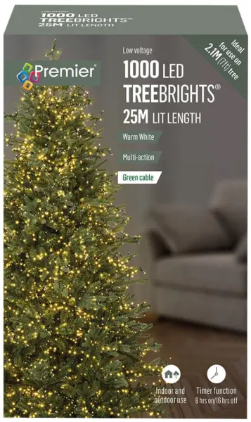 Raraion 1000 LED Warm White Christmas Fairy Lights with Timer, 25m