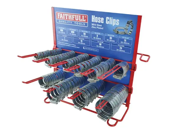 Faithfull Hose Clip Display with 100Pc Assorted Sizes