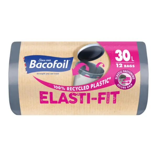 Bacofoil Elasti-Fit Kitchen Bin Liners 30L 12 Pack