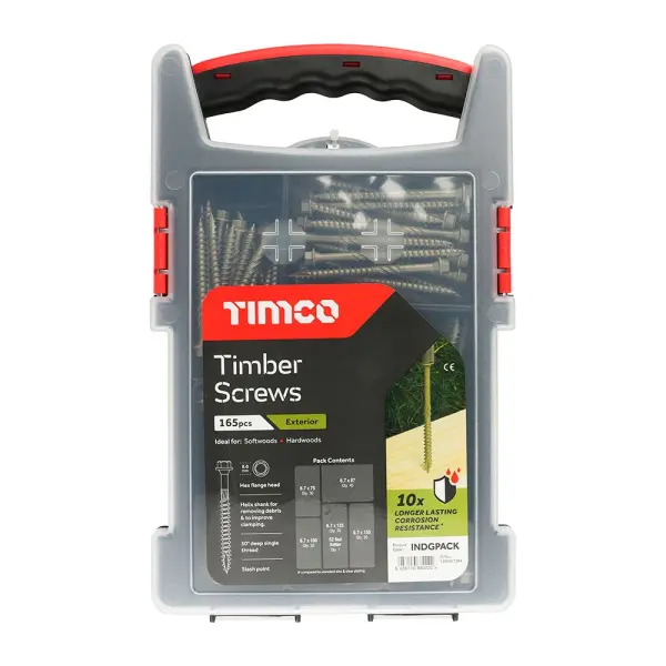 Timco Εξωτερικές Βίδες Ξύλου με Εξάγωνο Κεφάλι, Μικτή Συσκευασία, 165 τεμ.