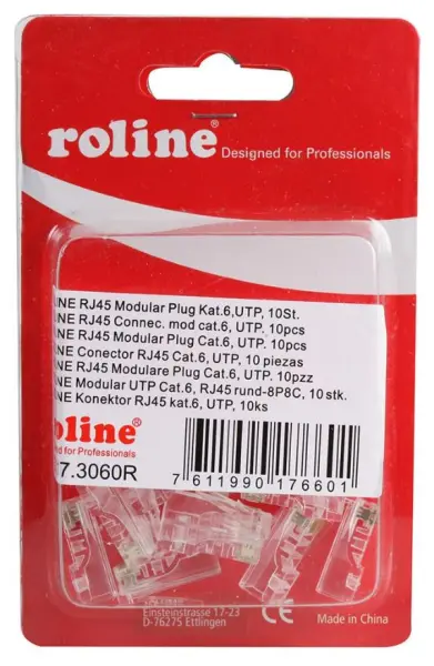ROLINE Cat6 UTP RJ45モジュラープラグ 非シールド 8P8C 10個入り
