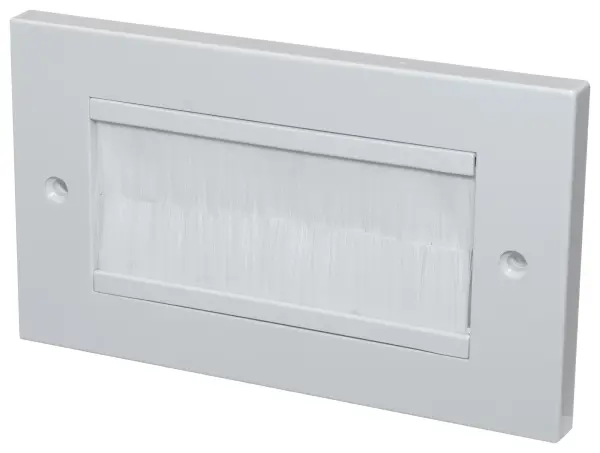 TUK 2 Gang Euro Brush Faceplate - White