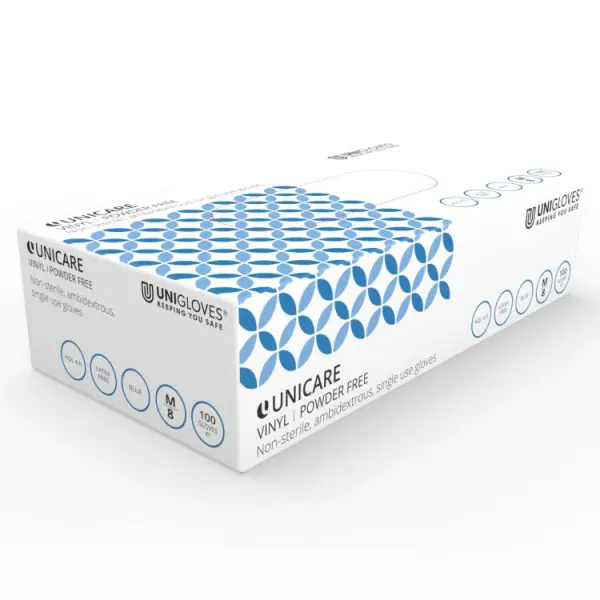 Raraion Disposable Vinyl Gloves, Powder-Free, Clear Blue, Large, 100 Pack
