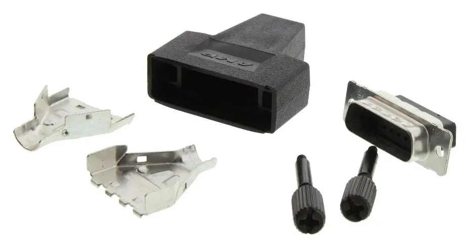 AMP TE CONNECTIVITY – D-Sub Plug & Backshell, 15 Θύρες, Μαύρο