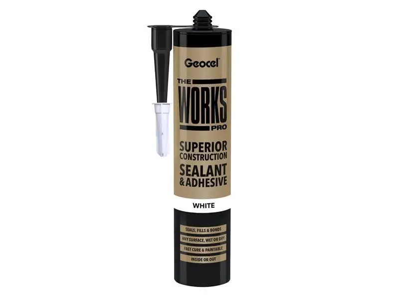 Geocel THE WORKS PRO Sealant & Adhesive, White, 290ml