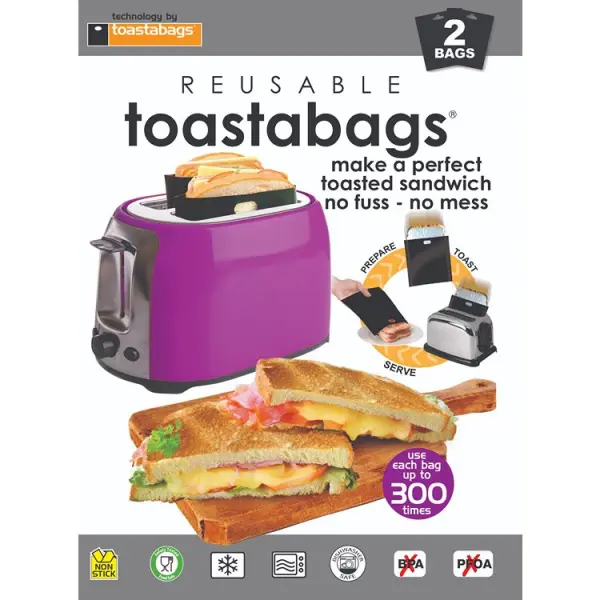 Toastabags Reusable Sandwich Bags, Non-Stick, 2-Pack